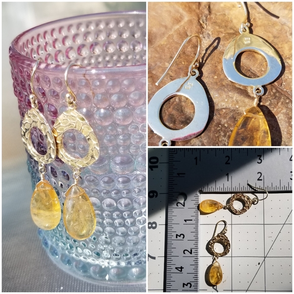 Lucoral 925 Sterling Vermeil & Citrine\ Earrings - Picture 5 of 5